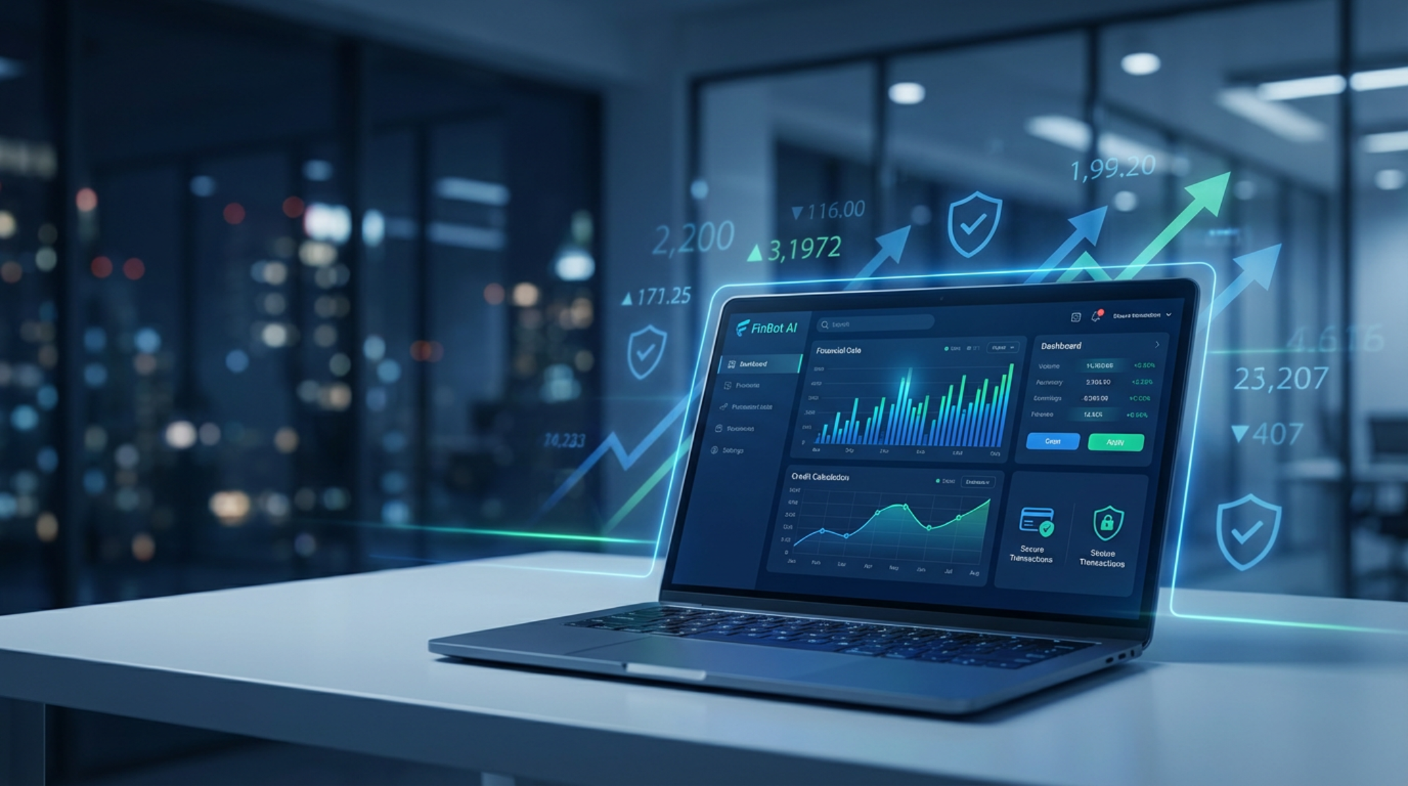 FinBot'u dizüstü bilgisayarda kullanan kişi